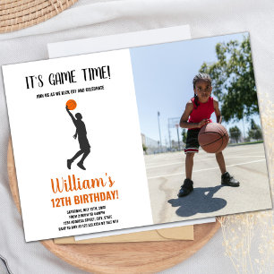 Basketball on Hand Birthday Invitations w foto Kaart