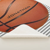 Basketball on Stripes Design Sherpa Blanket Deken (3/4)