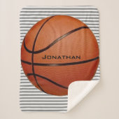 Basketball on Stripes Design Sherpa Blanket Sherpa Deken (Voorkant)