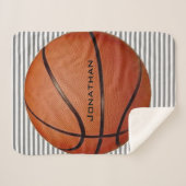 Basketball on Stripes Design Sherpa Blanket Sherpa Deken (Voorkant (horizontaal))