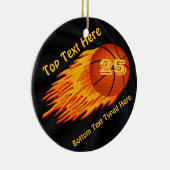 Basketball ontvlammen UW NUMMER en NAAM Keramisch Ornament (Rechts)