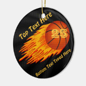 Basketball ontvlammen UW NUMMER en NAAM Keramisch Ornament (Links)