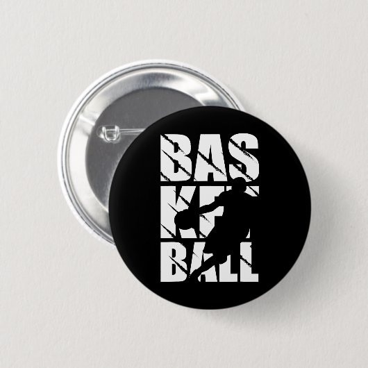 Basketball-ontwerp voor basketbalspeler en mandje ronde button 5,7 cm (Voorkant /achterkant)