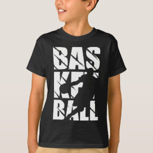 Basketball-ontwerp voor basketbalspeler en mandje t-shirt