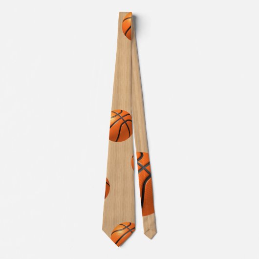 Basketball op hardhout stropdas (Voorkant)