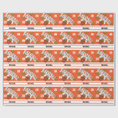 Basketball op Oranje- en witstrippapier Cadeaupapier (Vlak)