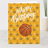 Basketball op sterren Happy Birthday to player Car Kaart (Voorkant)