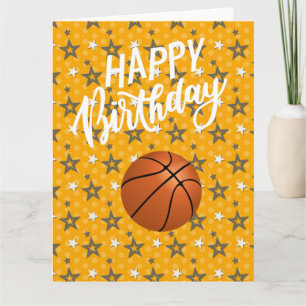 Basketball op sterren Happy Birthday to player Car Kaart