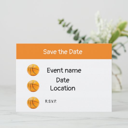 Basketball op witte achtergrond, behalve de datum kaart (Staand voorkant)