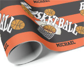 Basketball Oranje Black Cadeaupapier (Rol Hoek)