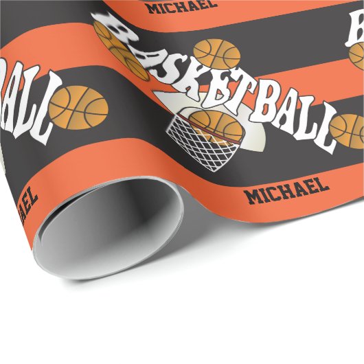 Basketball Oranje Black Cadeaupapier (Rol Hoek)