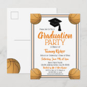 Basketball Oranje & Black Graduation Party Uitnodiging Briefkaart (Voorkant / Achterkant)