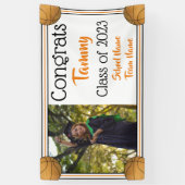 Basketball Oranje & Black One Photo Afstuderen Spandoek (Verticaal)