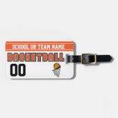 Basketball Oranje en zwart personaliseren Bagagelabel (Voorkant horizontaal)