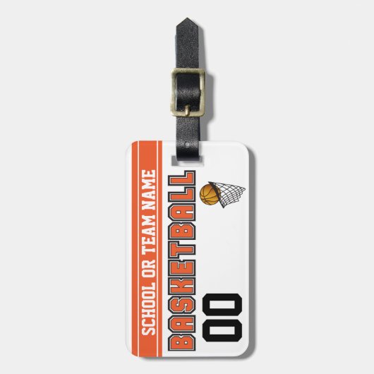 Basketball Oranje en zwart personaliseren Bagagelabel (Voorkant verticaal)