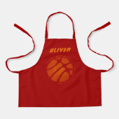 Basketball Oranje Red Sports Kinder naam Schort (Voorkant)