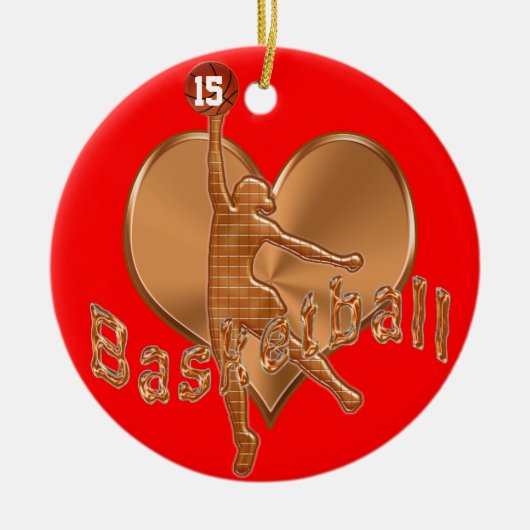 Basketball Ornaments with Hare NUMBER and NAME Keramisch Ornament (Voorkant)