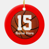 Basketball Ornaments with Hare NUMBER and NAME Keramisch Ornament (Achterkant)