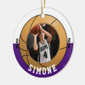 Basketball Paarse White Team Colors Keramisch Ornament (Links)