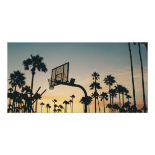Basketball-palmbomen op zonsondergang perfect poster