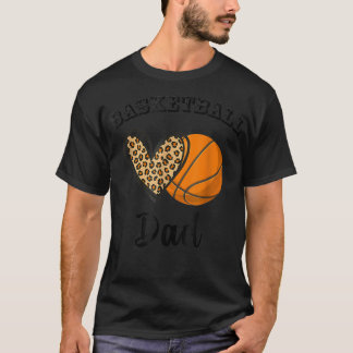 Basketball Pap Leopard Heart Sportspelers Vader T-shirt