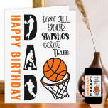 Basketball Pap Swish come True Funny Birthday Kaart<br><div class="desc">Cute Funny basketball met de verjaardagskaart voor vader. Het ontwerp is geletterd met Happy Birthday Dad in overmaatse typografie, gedecoreerd met basketbalspelers silhouettes. De leuke woordspeling luidt "moge al je wensen uitkomen" in decoratieve typografie met een afbeelding van een basketbal die in het net gaat. De sjabloon is opstelling voor...</div>