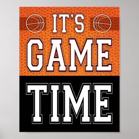 Basketball Party IT'S GAME TIME Sign Print (Voorkant)