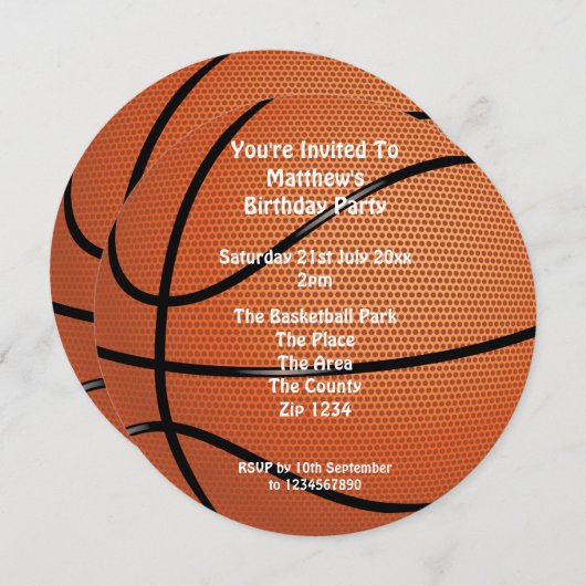 Basketball Party Kaart (Voorkant / Achterkant)