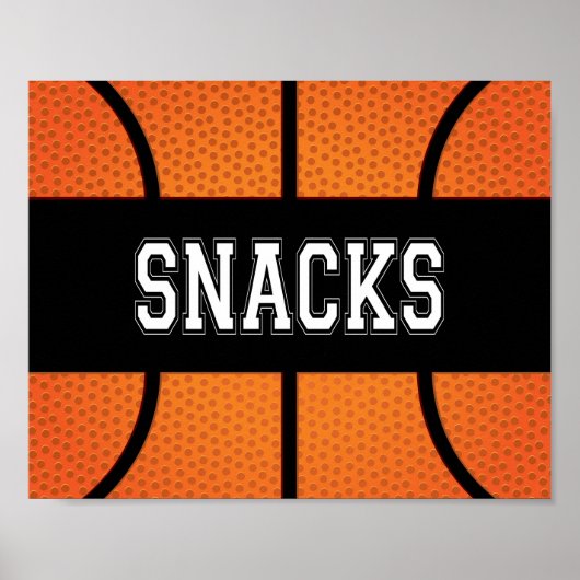 Basketball Party SNACKS Sign Print (Voorkant)