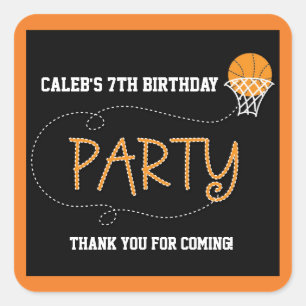 BASKETBALL PARTY TYPOGRAFIE Schattige Sticker Labe