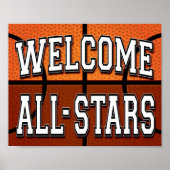 Basketball Party WELCOME ALL-STARS Sign Print (Voorkant)