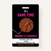 Basketball Pass Party Pass, VIP, Invitation, girl Badge (Achterkant)