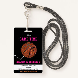 Basketball Pass Party Pass, VIP, Invitation, girl Badge