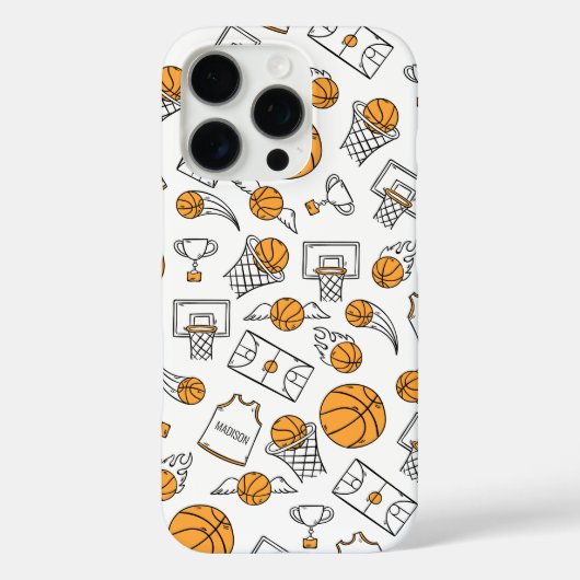 Basketball Patroon, aangepaste telefoonnummers Case-Mate iPhone Case (Achterkant)