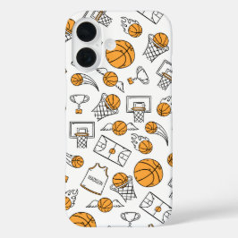 Basketball Patroon, aangepaste telefoonnummers iPhone 16 Hoesje