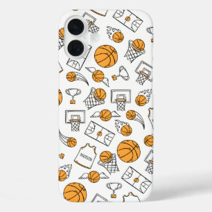 Basketball Patroon, aangepaste telefoonnummers iPhone 16 Plus Hoesje