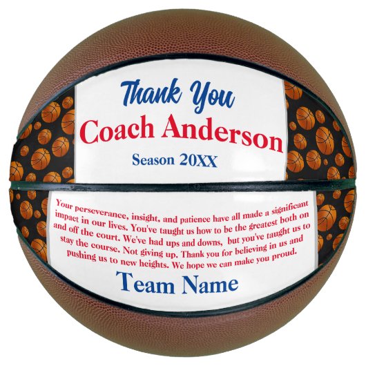 Basketball Pattern Inspirerend Dank u wel coach Basketbal (Voorkant)