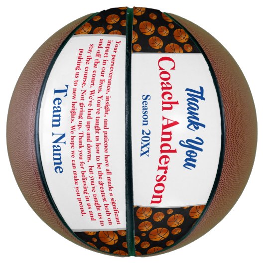 Basketball Pattern Inspirerend Dank u wel coach Basketbal (Verticaal)