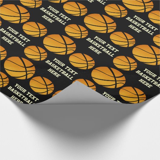 BASKETBALL PATTERN SJABLOON TEKST WRAPPINGPAPIEREN CADEAUPAPIER (Hoek)