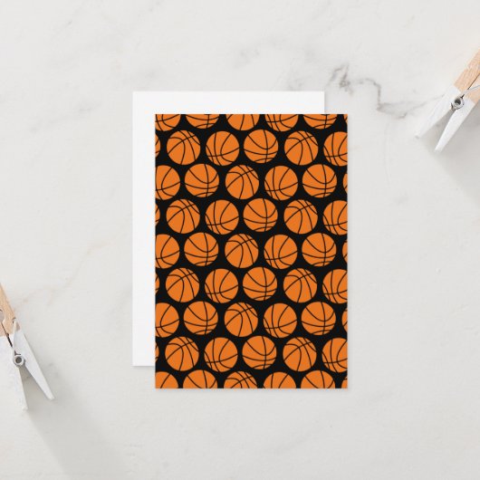 Basketball Pattern Wenskaart Kaart (Voorkant / Achterkant in situ)