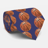 Basketball Patterned Blue Stropdas (Opgerold)