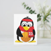 Basketball Penguin Scarf Briefkaart (Staand voorkant)