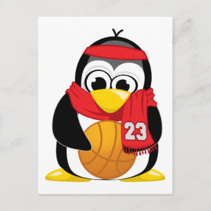 Basketball Penguin Scarf Briefkaart