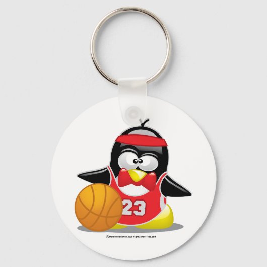 Basketball Penguin Sleutelhanger (Voorkant)