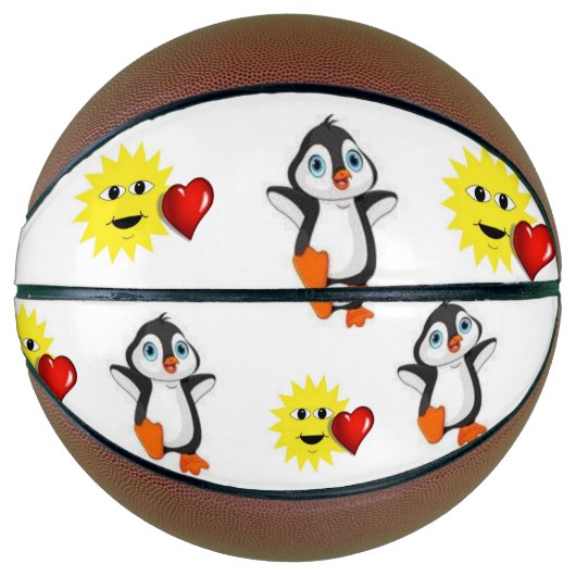 Basketball Penguin Sun Red Hearts Basketbal (Voorkant)