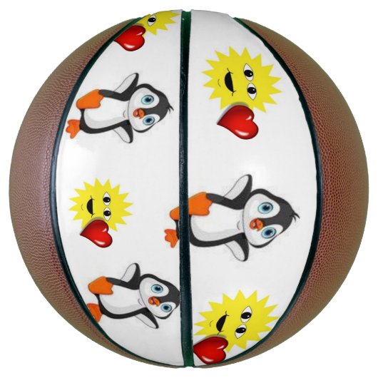 Basketball Penguin Sun Red Hearts Basketbal (Verticaal)