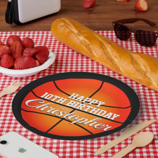 Basketball Personalized Birthday Paper Bord (Picknick)