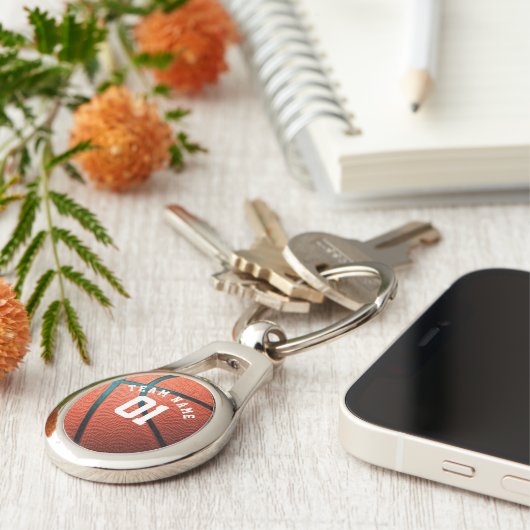 BASKETBALL PERSONALIZED Name SLEUTELHANGER (Zijkant)