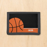 Basketball Persoonlijke Kinder naam Drievoud Portemonnee<br><div class="desc">Deze schattige basketbalportefeuille is een geweldig cadeau voor een kleine jongen. Pas deze aangepaste naam eenvoudig aan!</div>