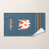 Basketball Persoonlijke naam Monogram Stripes Ball Handdoek (Handdoek)